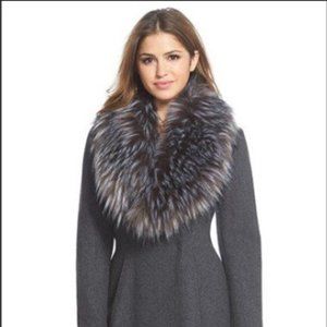 VERA WANG Charcoal Serena Faux Fur Trim Coat